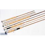 Martinez & Bird Redditch 7ft 4in split cane rod (possibly shortened), 2 piece, signs of use and wear