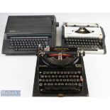 3x Typewriters to include Remington model 5 portable typewriter in case with instructions, Olympia