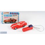 Hong Kong Battery Operated Ferrari 250 GTO Boxed with red plastic body having white stripes and