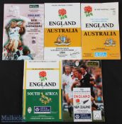 1984-1996 England v Tourists Rugby Programmes (5): v Australia 1984 & 1988; S Africa 1992, NZ 1993 &