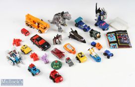 1980s Transformers Toys with noted items of Autobot minus hub cap, Warpath, Cosmos Wheelie,