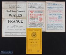 1952-53 Wales Home & Away Rugby Programmes (4): v Scotland & v France (pirate, poor), '52 Grand Slam