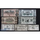 19th century USA Bank Notes (7) - Civil War and later bank notes including 1863 State of Alabama $1,