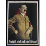 Adolf Hitler - Third Reich - Period Wall Calendar lithographic print on card stamped to the