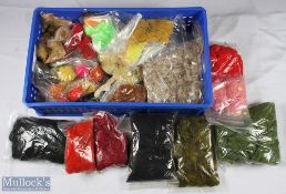 Large collection of assorted fly tying accessories - inc bulk bags of wool in assorted colours,
