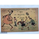 Rare early 20th century French Rugby Postcard: Lovely and typical French 'cartoon humour' style