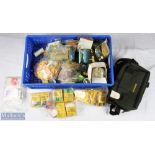 Large collection of assorted fly tying accessories - inc Lureflash bank bag, bulk bags of dubbing,