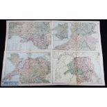 c1898 Bacon Geographical Colour Welsh Wales Maps, to include Monmouth and the river Wye, Wales,