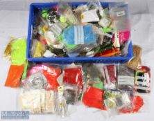 Large collection of assorted fly tying accessories - inc cock hackles, yarn, rabbit skin, frits,