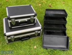 3x Aluminium Stage Case - 2 small suitcase sized, plus a cantilever case with 3 trays -smallest size