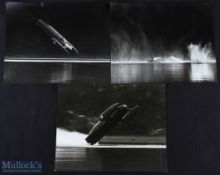 1967 Donald Campbell Bluebird Crash Water Speed Record Attempt in Bluebird K7, 3 large press style