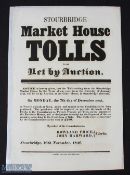 Stourbridge - Worcestershire - Market Tolls 1846: Original printed poster for the Market House Tolls