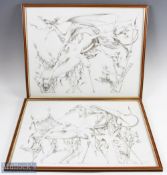 Erotica Artwork - c1971 Fantasy Art Prints Erotica Dragons by Fedding 1971 No.83/200, a pair of