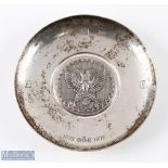 Britannia silver dish for the 300th anniversary of C Hoare Co Bank 1672-1972, with relief company