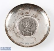 Britannia silver dish for the 300th anniversary of C Hoare Co Bank 1672-1972, with relief company
