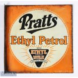 A Fine Advertising Enamel Sign - Pratts Ethyl Petrol, double sided wall mounted sign, in condition