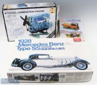 Model Kits a collection of unmade models Minicraft 1928 Mercedes Benz Type SS, Keil Kraft Foden c