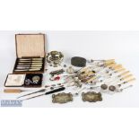 A Selection of Jewellery - Pocket watch Pocket thermometer and silverplated metalware, to include