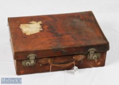 Leather Travel Suitcase with Southern and BR Railway Labels, in fair condition, some signs of wear