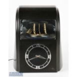 c1940 Vitascope Electric Automated Rocking Bakelite Clock with Sailing Ship clock and movement are