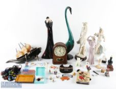 2x Boxes of mixed collectables with noted items of Colourbox figures, Horn Ship, Ceramic Lady