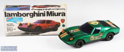 Chi Hung Battery Operated Lamborghini Miura Car boxed with green body and original stickers, with