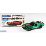 Chi Hung Battery Operated Lamborghini Miura Car boxed with green body and original stickers, with