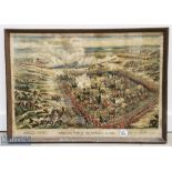 Bird's eye view of the Battle of El-Teb 1884 Chromolithograph published by G W Bacon and Co, with