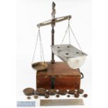 A H Griffiths & Co Coventry Boxed Trade Scales, with a selection of Avery weights 2lb+1oz