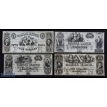 19th century USA Canal Bank of New Orleans Unissued Bank Notes (4) - $5, $10 and $20 note with