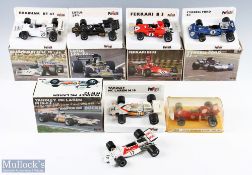 Polistil F1 Motor Sports Cars, with boxed in card examples of Brabham BT42F1, Lotus JPS F1,