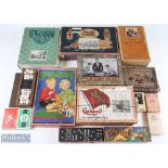 Wooden Jigsaws Playing Cards, Dominos, a good selection of early jigsaws and games -noted boxes of