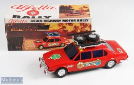Alfetta Friction Asian Highway Motor Rally Car Boxed in red colour with racing decals with roof rack
