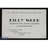 Boxing - "Billy Wood International Boxing Academy" c1920s-30s - Advertising Card with depicting