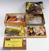 Boxed Veniard Fly Dressers kit contains varnish, thread, feathers, fur silk etc, within 3x small