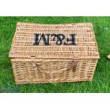 Fortnum & Mason Picnic Hamper Wicker Basket, with handle and leather straps, size #24cm x 34cm x