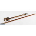 Period Bamboo Shooting Stick plus a L Oertling 50-inch measuring stick ruler, marked Inland