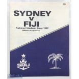 Rare 1982 Fiji v Sydney Rugby Programme: From match played at Suva as part of the Australians
