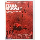 Hard to find 1978 Italy v Spain Rugby Programme: From game played at Rovigo. Splendid