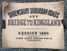 c1880 Shrewsbury Suburban road and bridge to Kingsland, a large booklet of lithograph plans and