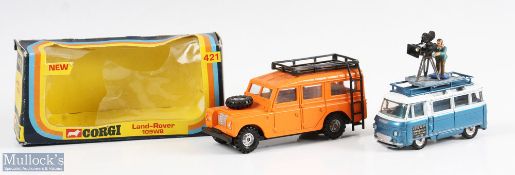 Corgi Toys Diecast Commer Bus 2500 Series Camera Van in blue and white body with blue interior
