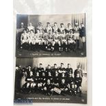 Very appealing 1925 France v NZ Rugby Postcards (2): Pair of squad photograph from the French leg of