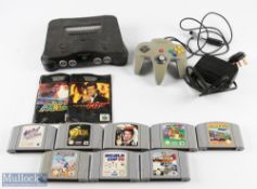 Nintendo 64 Console with games, controller, games of super Mario 64+ instruction, goldeneye and