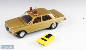 Rico Radio Control Mercedes Large Scale Car Boxed with gold coloured body with top lights, plus