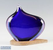 Siddy Langley 2004 Glass Sculpture a design made for Neville Pundole Gallery on a wooden oak