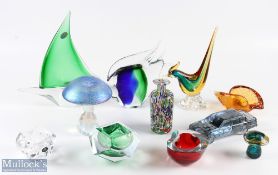 Collectors Glass a quantity to include makers of Murano fish and cockerel, Royal Copenhagen