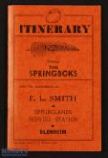 1937 S African Rugby Tour to NZ Itinerary Booklet: Super compact 12pp orange card cover & paper item