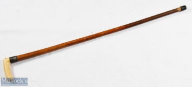c1890 Walking Stick with a silver hallmarked collar - Birmingham 1894 - the handle has wear, 86cm