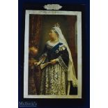 Queen Victoria - 1901 very fine colour illustration printed on Satin overlaid on Cotton - insert