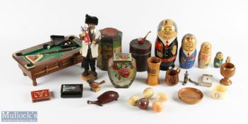 Treen, Tin Advertising and mixed collectables with noted items of J N Taylor Perfumery sweet pot